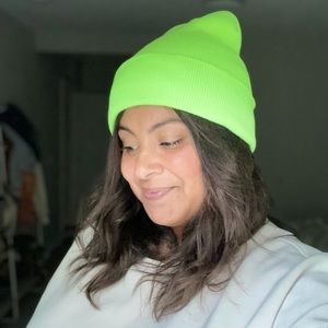 Neon Lime Green Knit Beanie